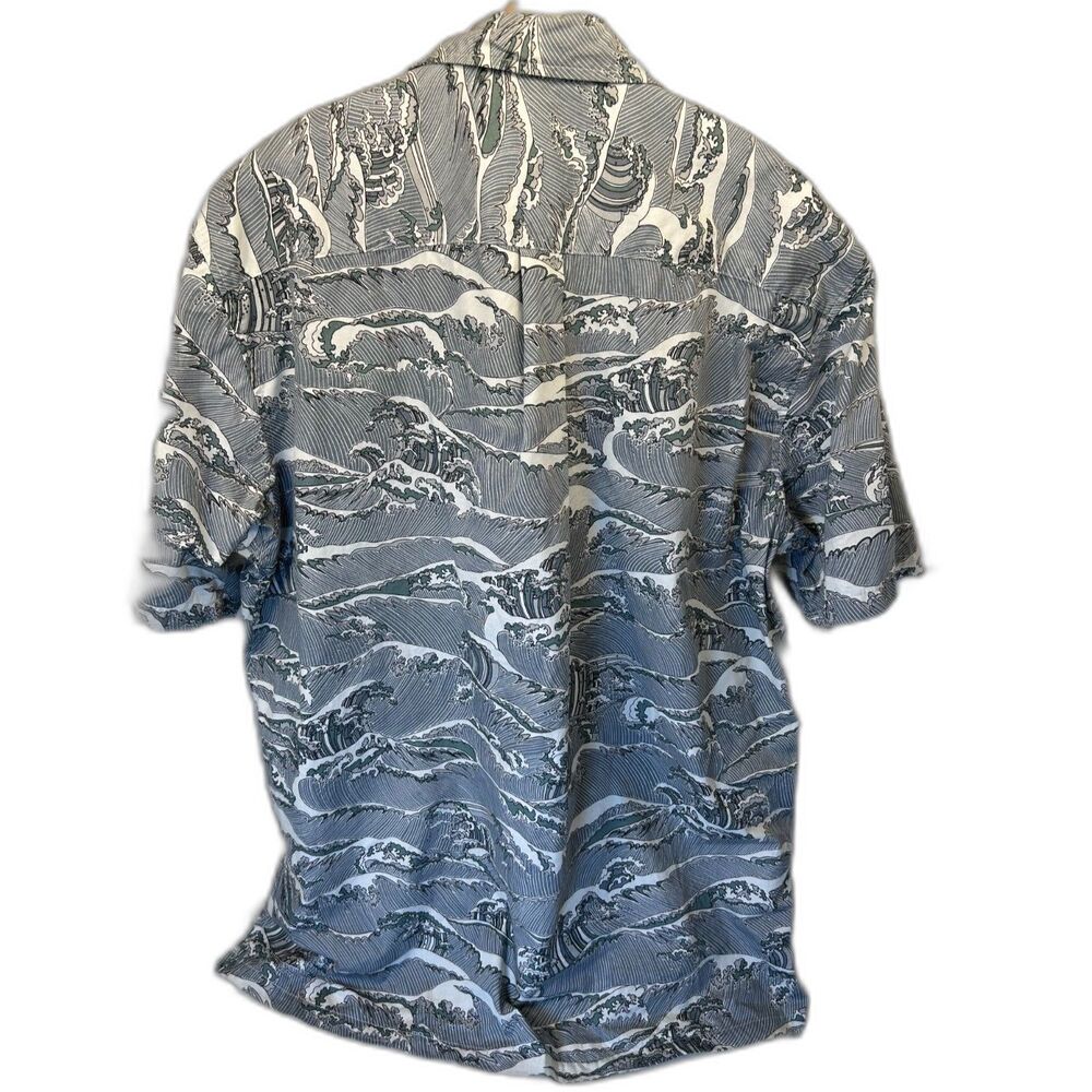 Cooke Street Hawaiian Shirt Men's Sz XL Blue/Green/White Left Pocket 100% Cotton - Picture 2 of 7